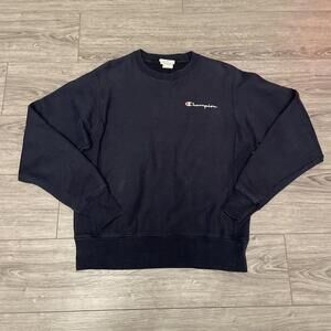 Vintage CHAMPION REVERSE WEAVE Sweatshirt Navy Blue Mens Small Blank
